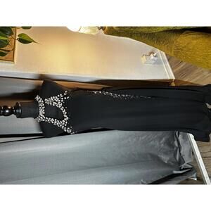 Elegant Black Beaded Halter Neck Evening Dress XXL